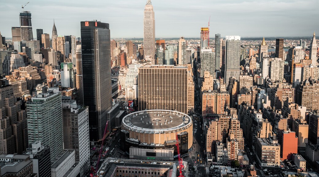 view from top on Madison Square Garden and Empire State Building
