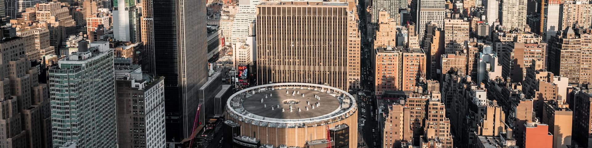view from top on Madison Square Garden and Empire State Building