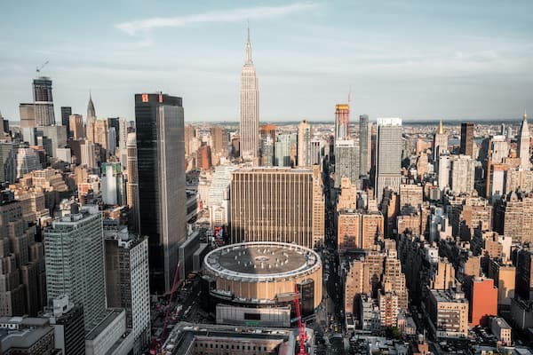 view from top on Madison Square Garden and Empire State Building