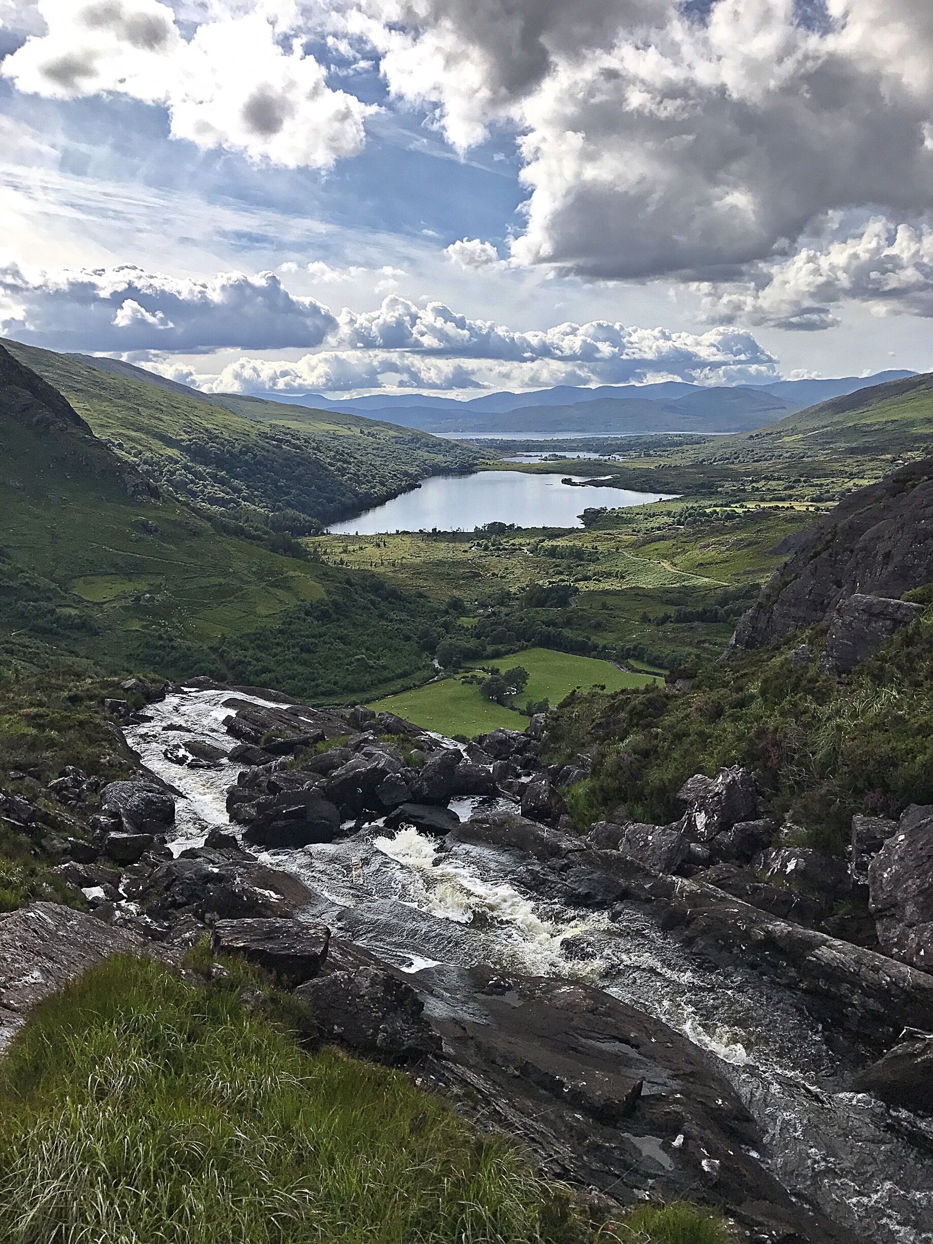 A view of the top of the falls and the three lakes 