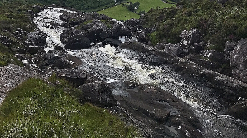 A view of the top of the falls and the three lakes