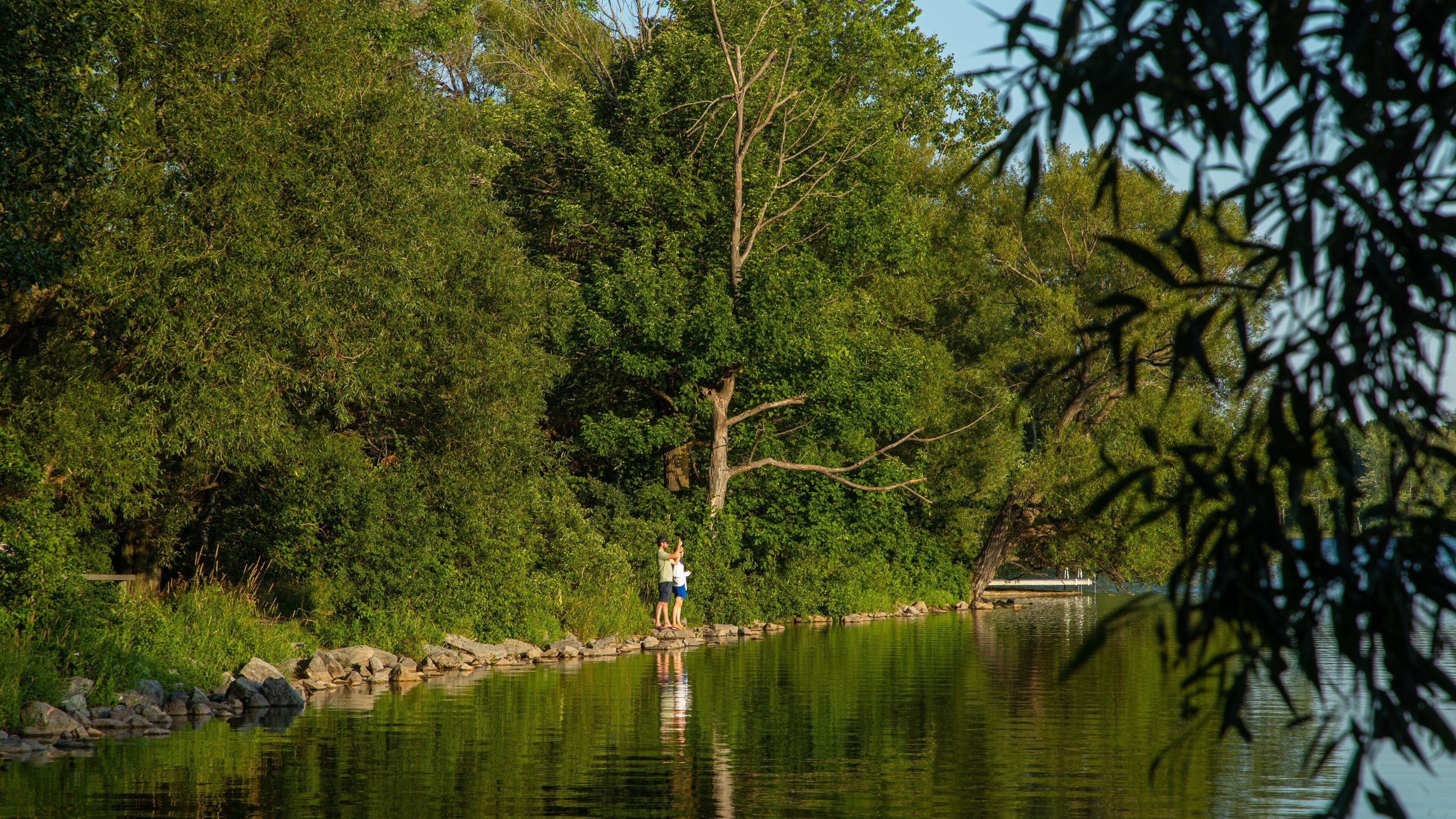 Lake on the Mountain Provincial Park showing a lake or waterhole as well as a couple
