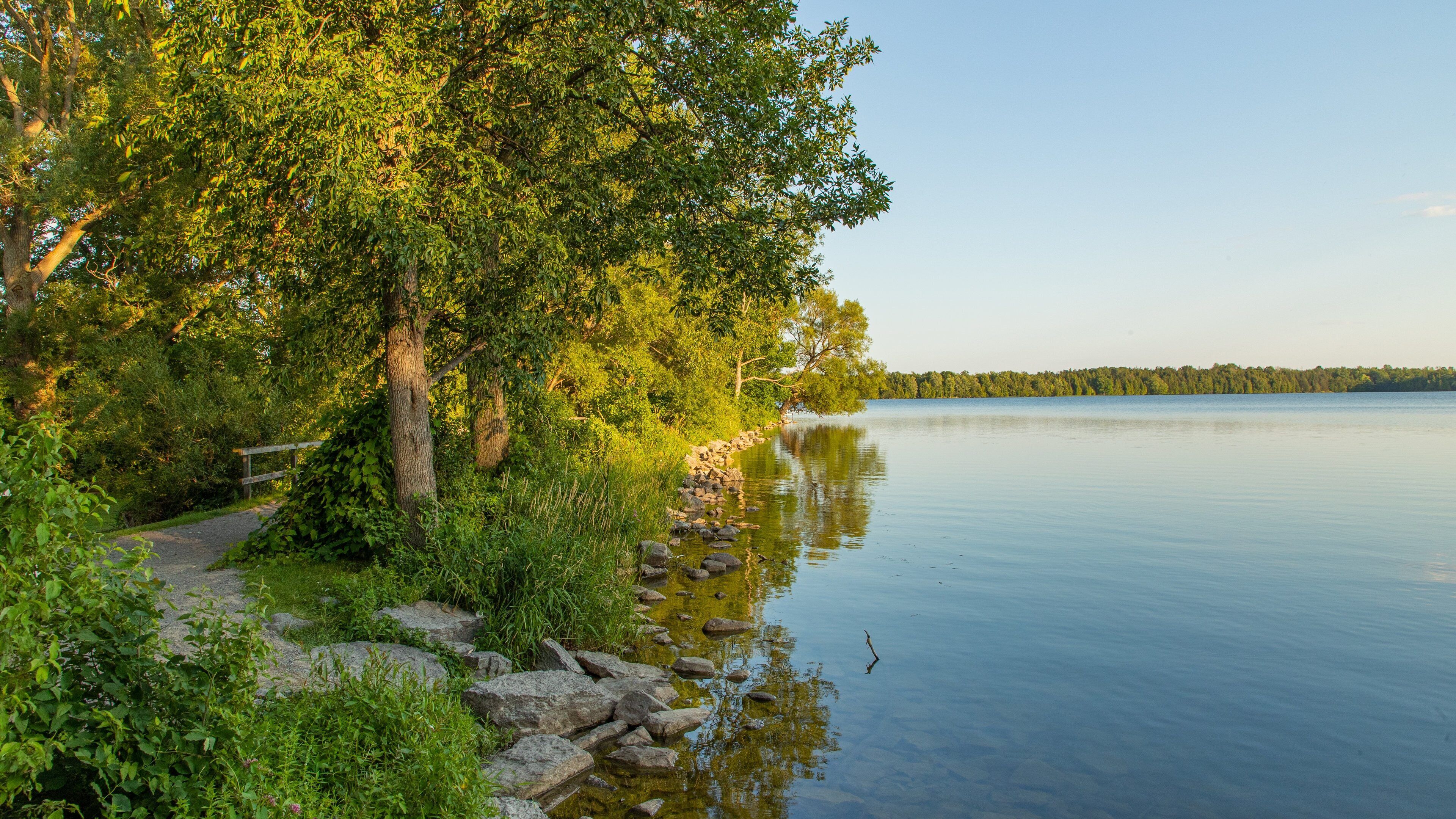 Lake on the Mountain Provincial Park which includes a lake or waterhole and a sunset