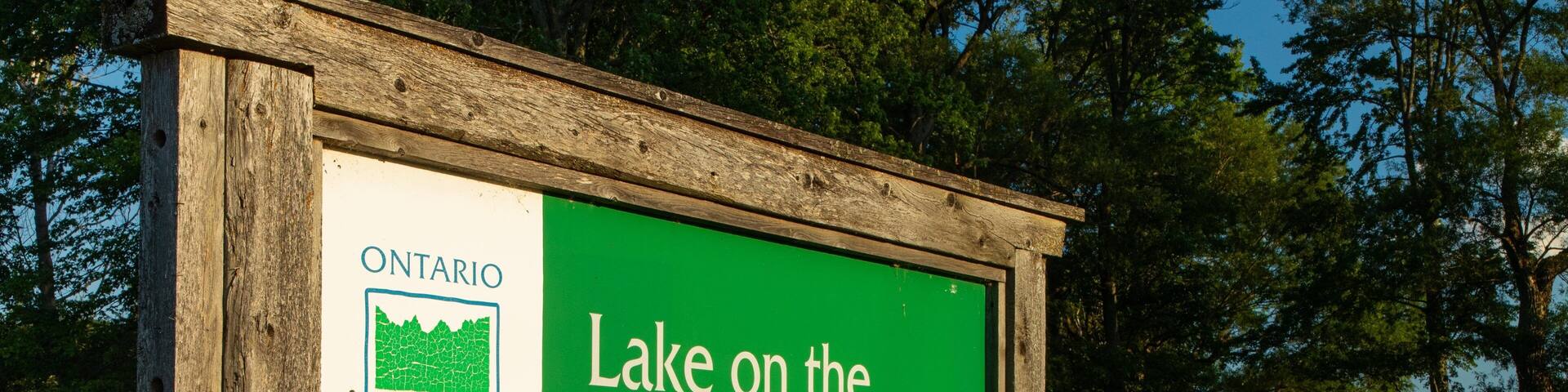 A sign for Lake on the Mountain in Ontario Parks.