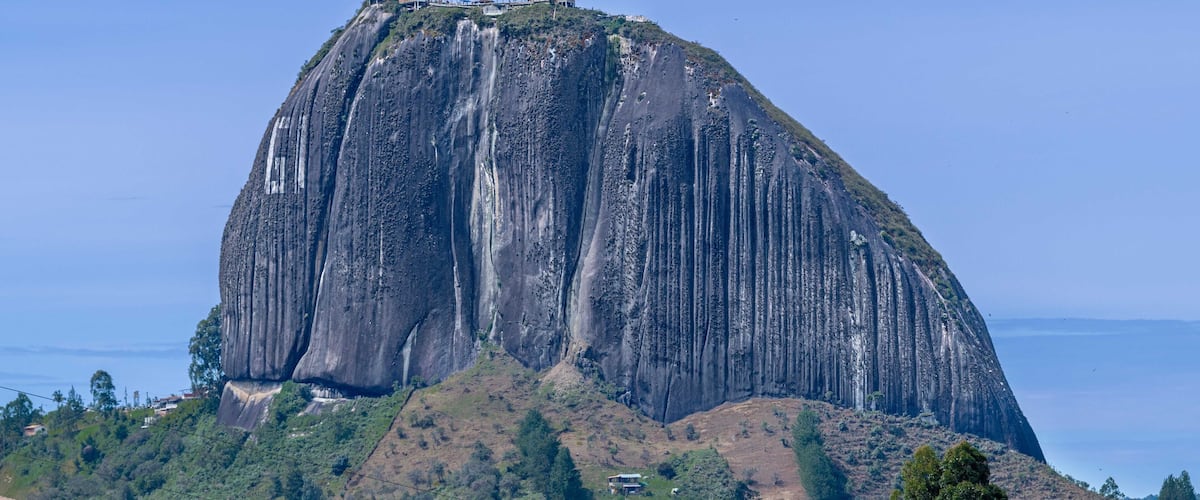El Peñon is a granitic rock in Guatape, just outside of Medellin. You can get amazing views of a massive man-made lake by climbing the 740 steps to the top.
