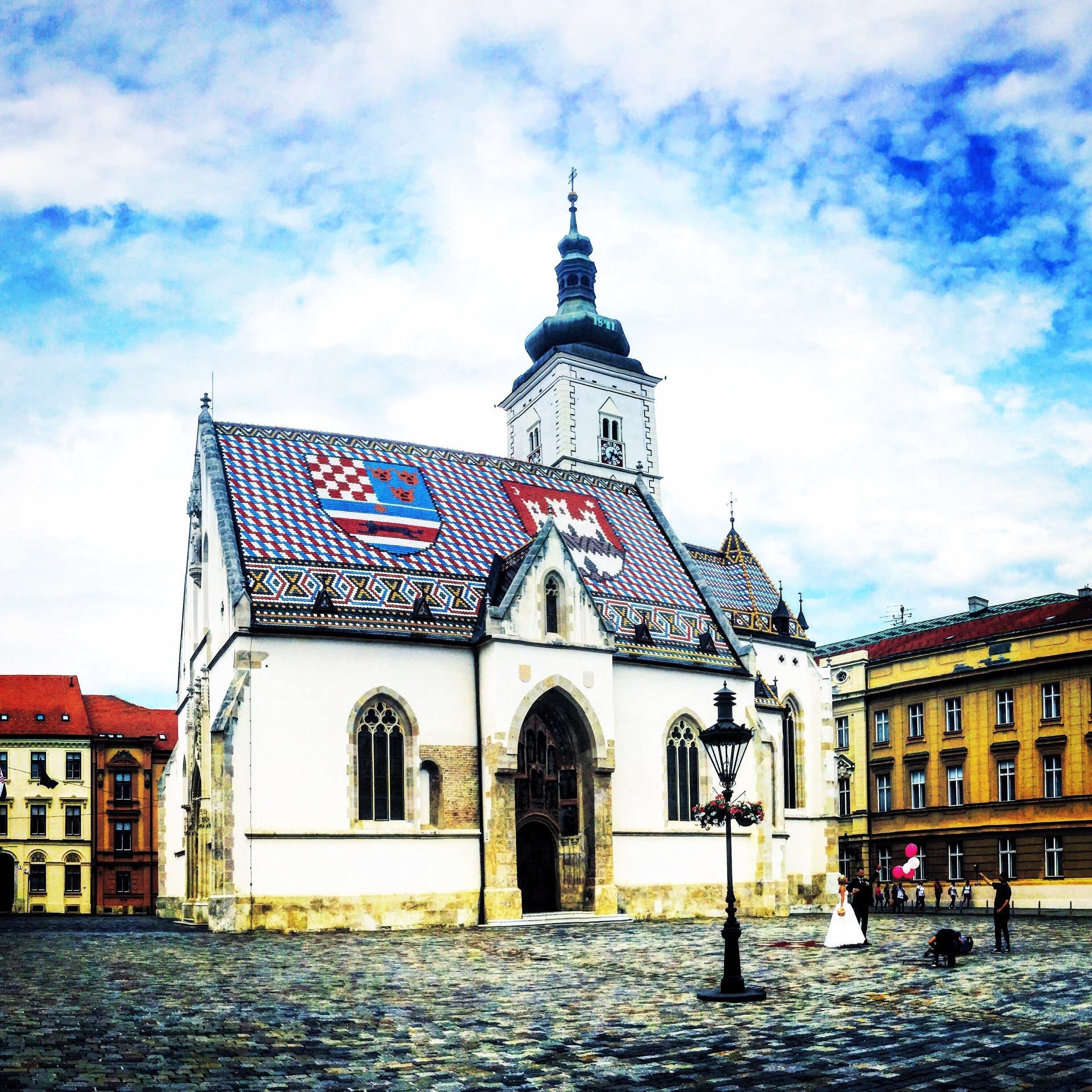 Zagreb, the capital of Croatia, is a city of beautiful architecture and strange and quirky museums.  There was a wedding party having their photographs taken with this church when I walked past and I took this picture in between their shots.
