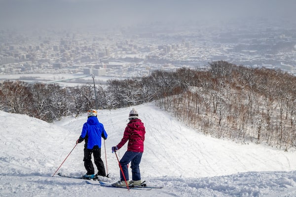 Mount Moiwa which includes landscape views, mountains and snow