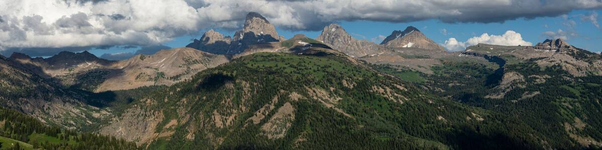 USA, Wyoming. Panoramic of Grand Teton and Teton Range from west side