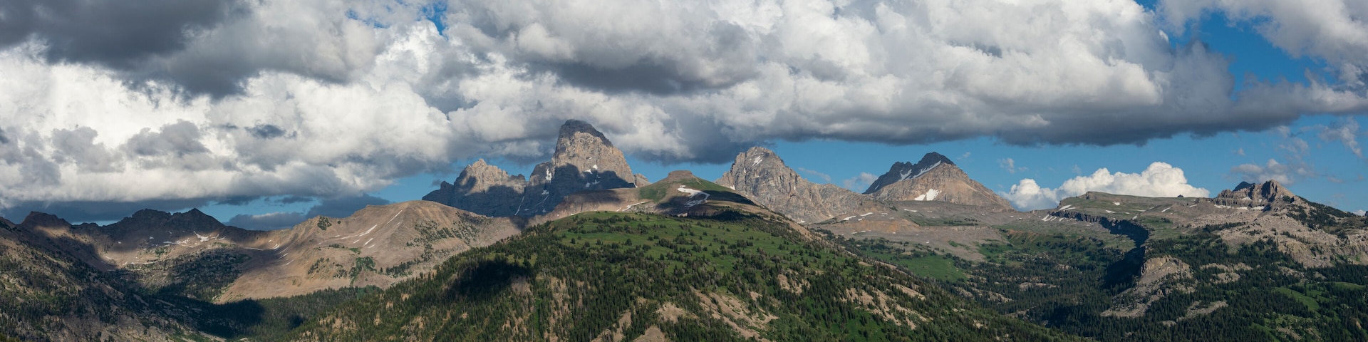 USA, Wyoming. Panoramic of Grand Teton and Teton Range from west side