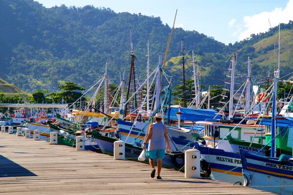 Fischmarkt das einen Bucht oder Hafen sowie einzelner Mann