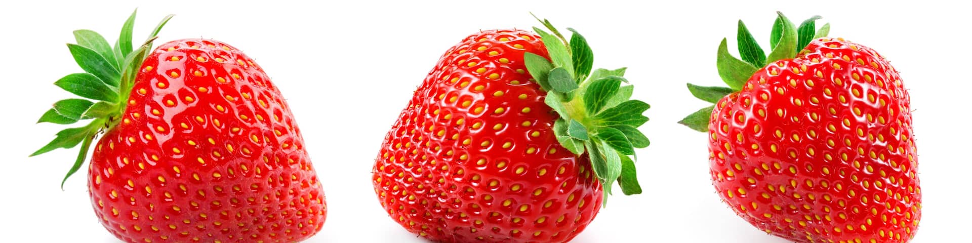 Strawberry isolated. Strawberries with leaf isolate. Whole strawberry on white. Strawberries isolate. Side view strawberries set. Full depth of field.