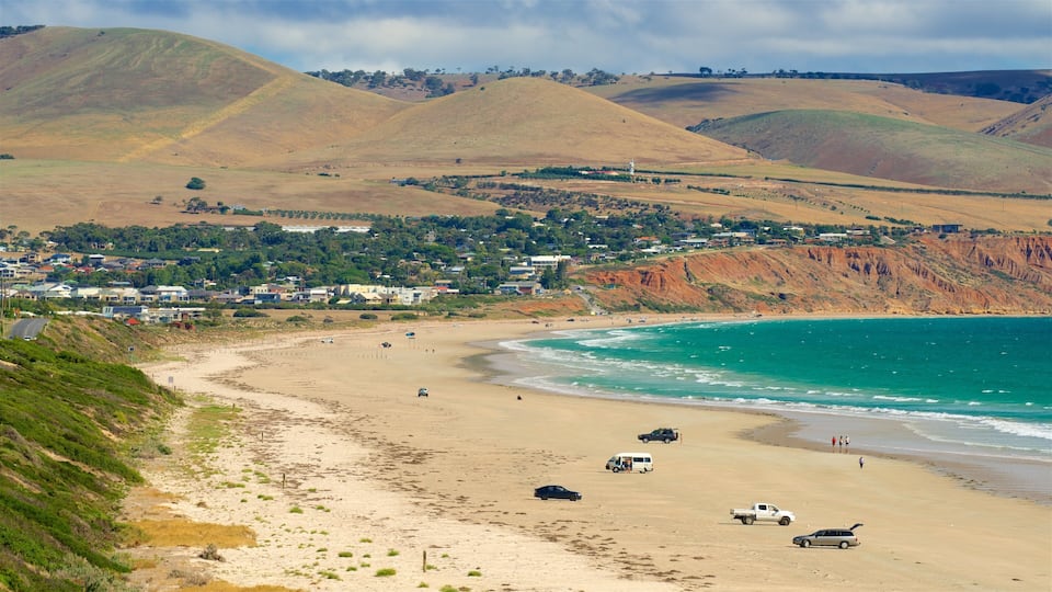Aldinga Beach fasiliteter samt landskap, sandstrand og rolig landskap