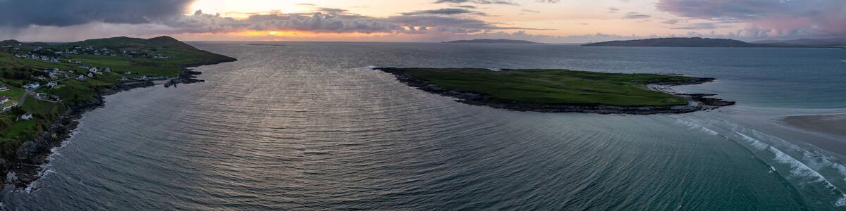 Aerial view of Portnoo at dusk, County Donegal, Ireland