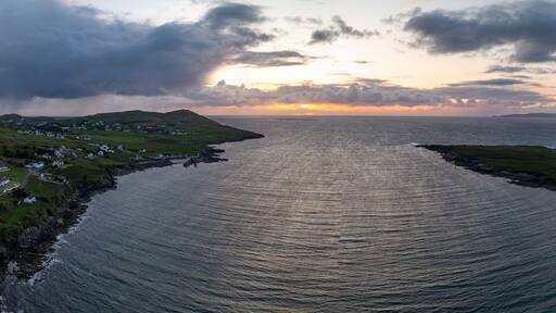 Aerial view of Portnoo at dusk, County Donegal, Ireland