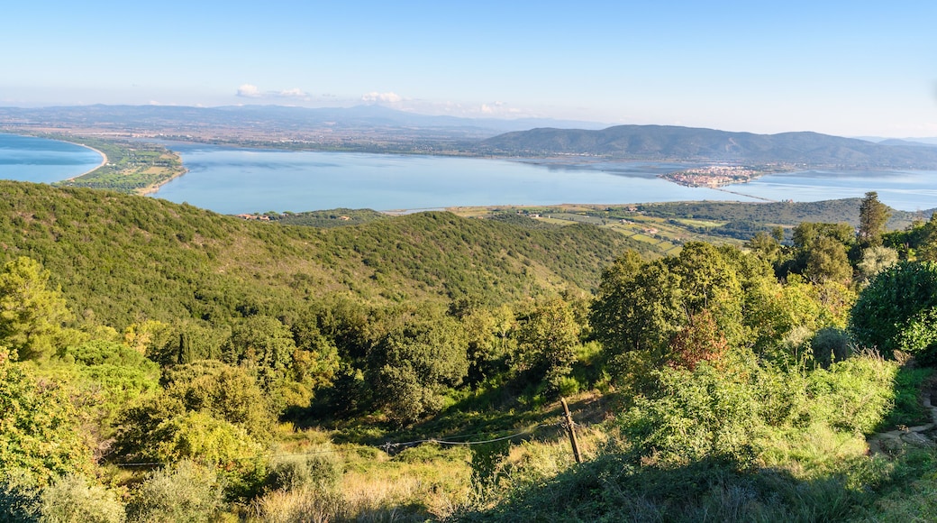 View of Orbetello from mountain Argentario. Italy