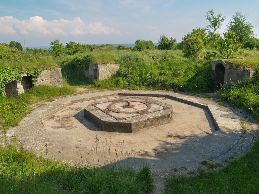 German WW2 concrete blockhouse gun emplacement 'Mont Canisy Battery' Benerville-sur-Mer, Normandy, France