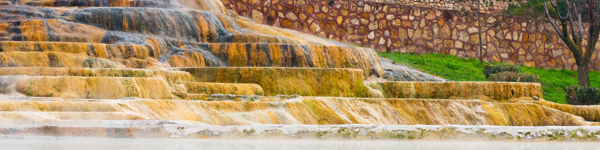 Red thermal springs in the village of Karahayit, located near Pamukkale, Turkey.