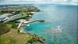 View of Yomitan Village, Cape Zanpa, Okinawa, Japan, with beautiful turquoise ocean