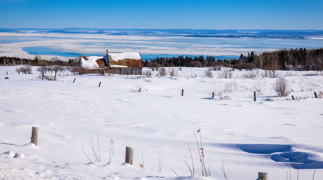 Charlevoix, traditional wooden barn of Les Éboulements. Perched in the hills at the foot of the St. Lawrence River.