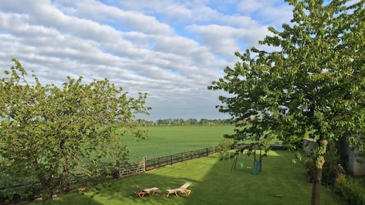 View from our room. This bed and breakfast is inside a past French farmhouse. Beautiful view of the French countryside, updated rooms, friendly staff, and great breakfast. Highly recommend for a place to stay while visiting the D day beaches sites.