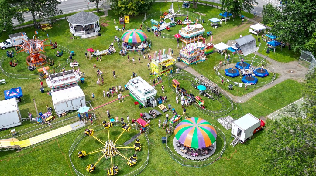 Drone / aerial phptography of a town fair, in Norwich, Vermont