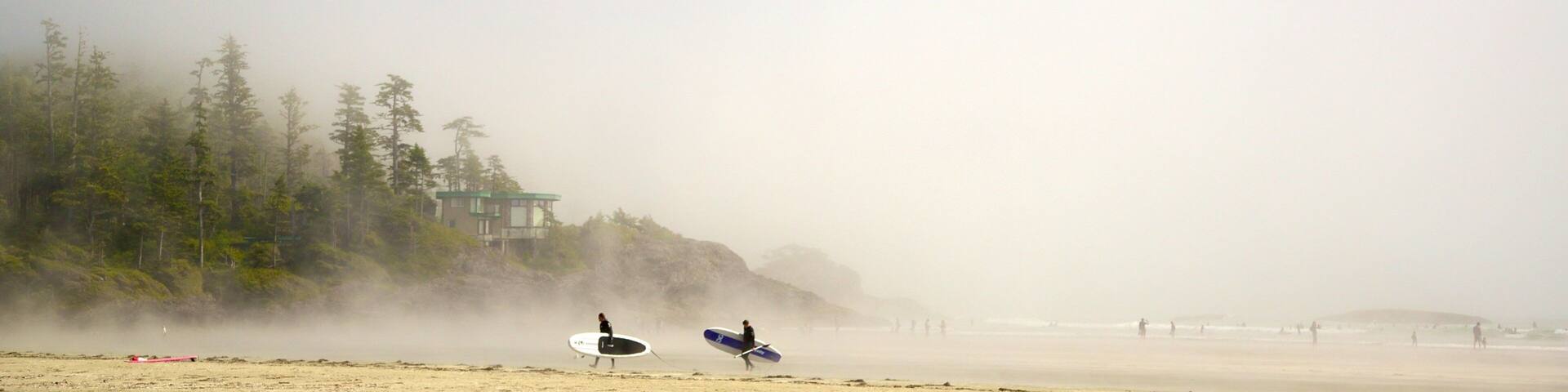 Mackenzie Beach featuring a sandy beach and mist or fog