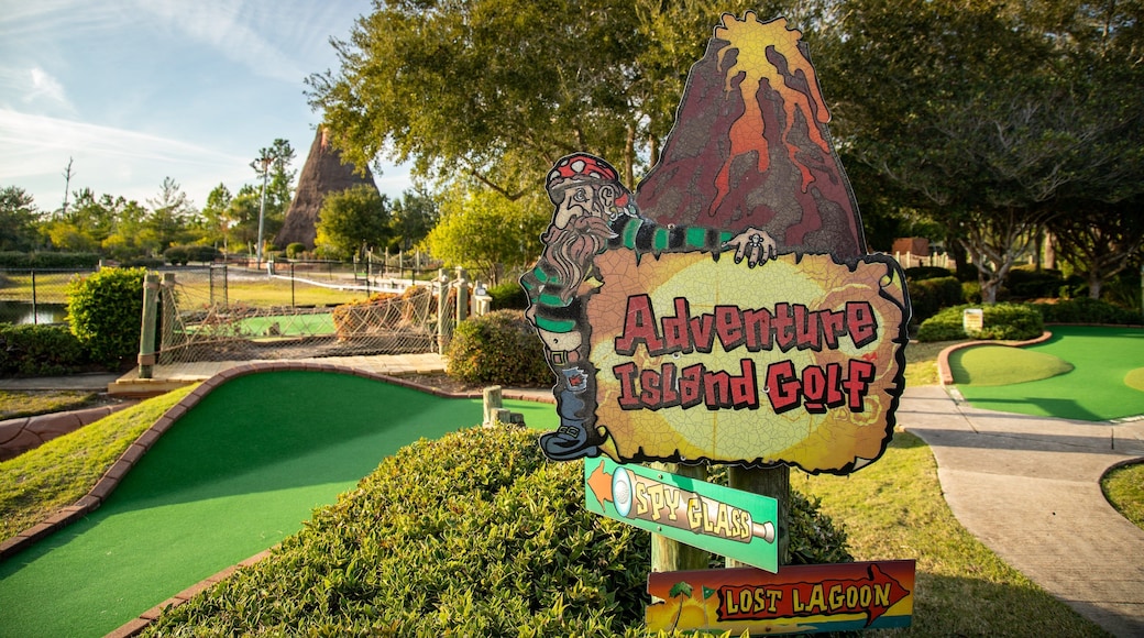 Adventure Island featuring golf and signage