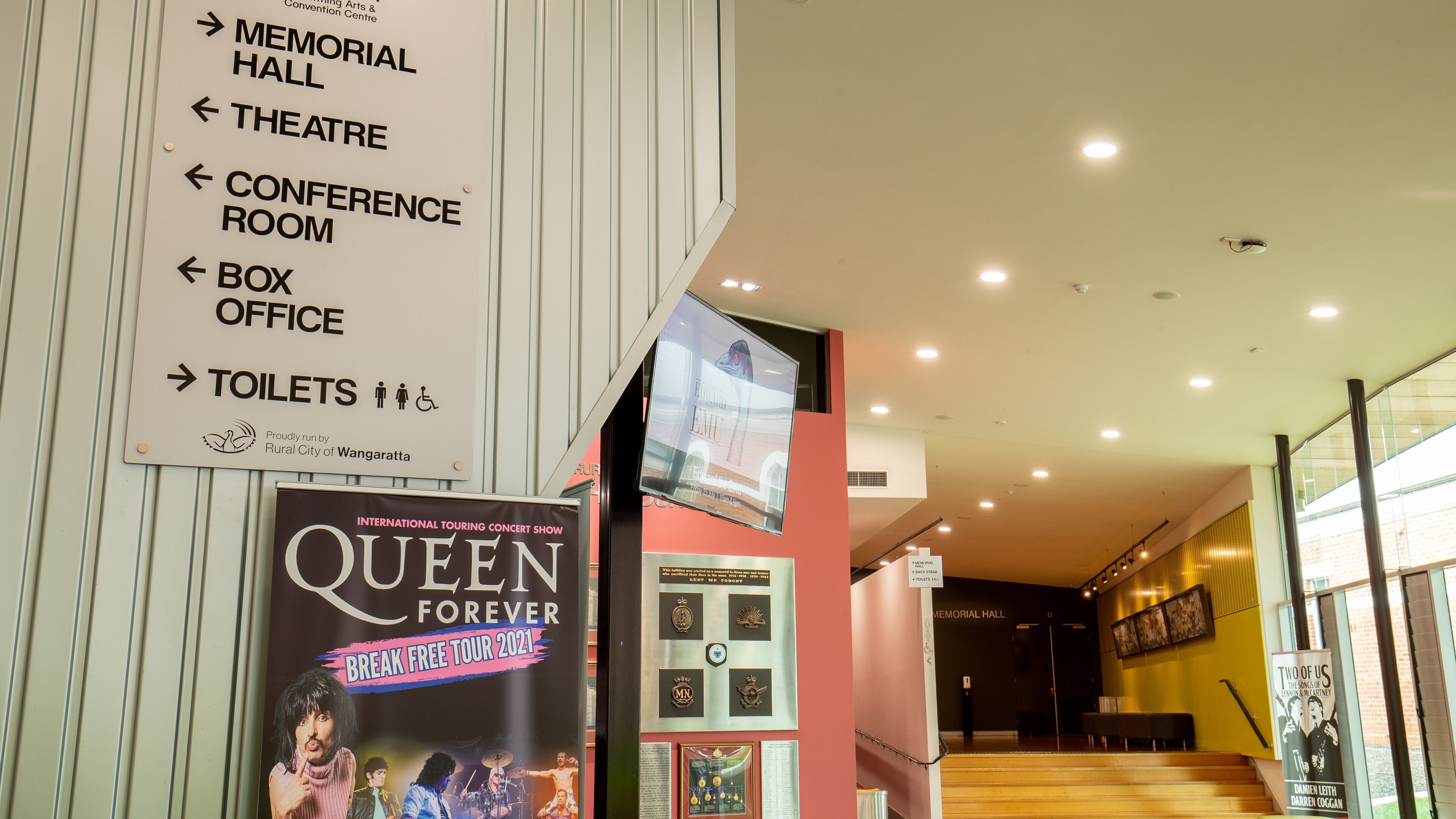 Wangaratta Performing Arts Centre which includes interior views and signage