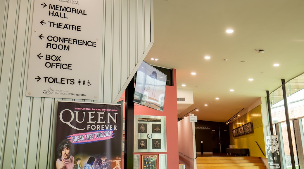 Wangaratta Performing Arts Centre which includes interior views and signage