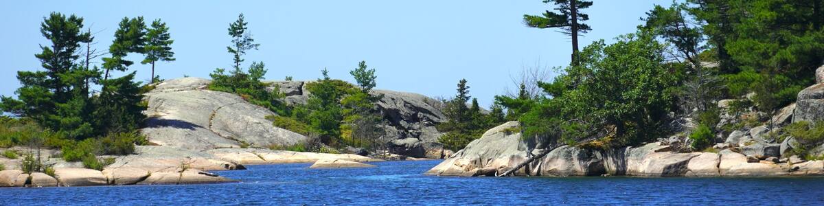 Scenic Islands and Pine trees in Georgian Bay Ontario Canada