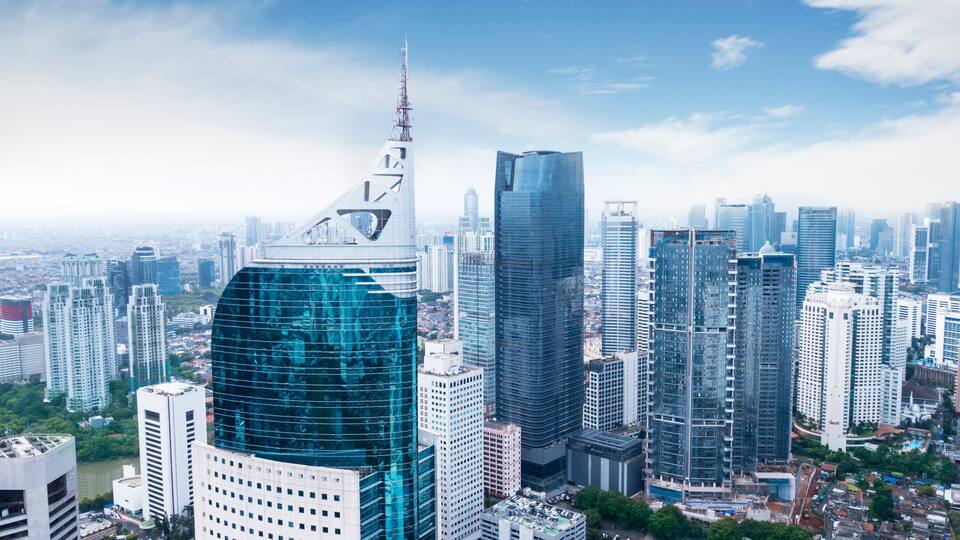 Aerial view of Jakarta cityscape