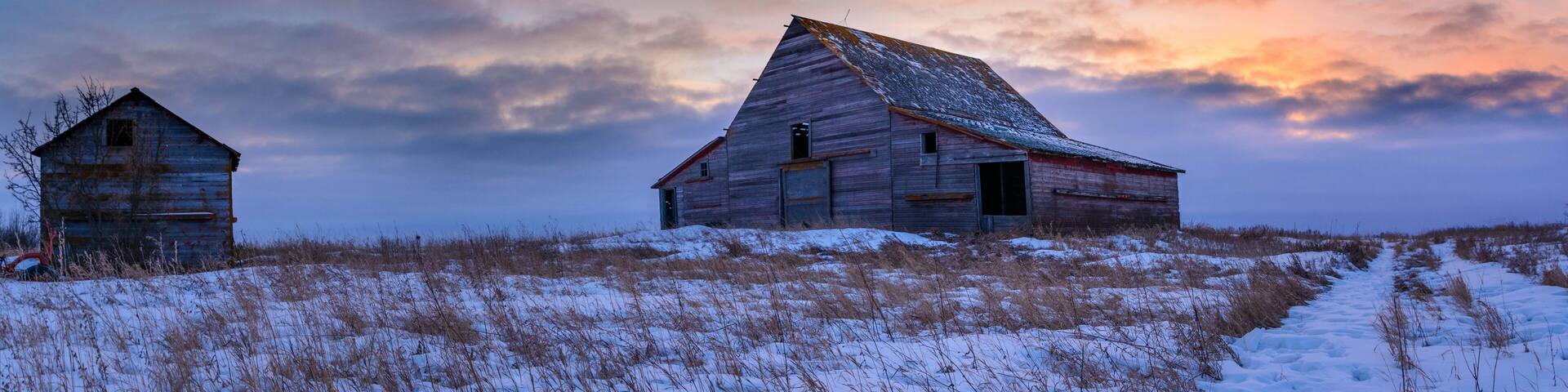 Barns on the Prairies in WInter