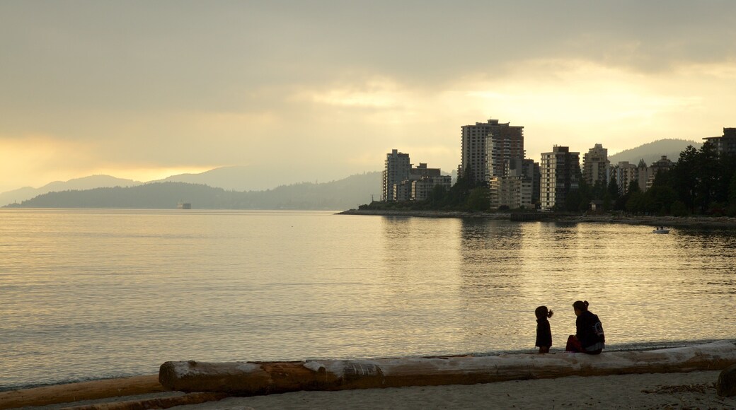 Ambleside Park which includes a sunset, a city and a coastal town