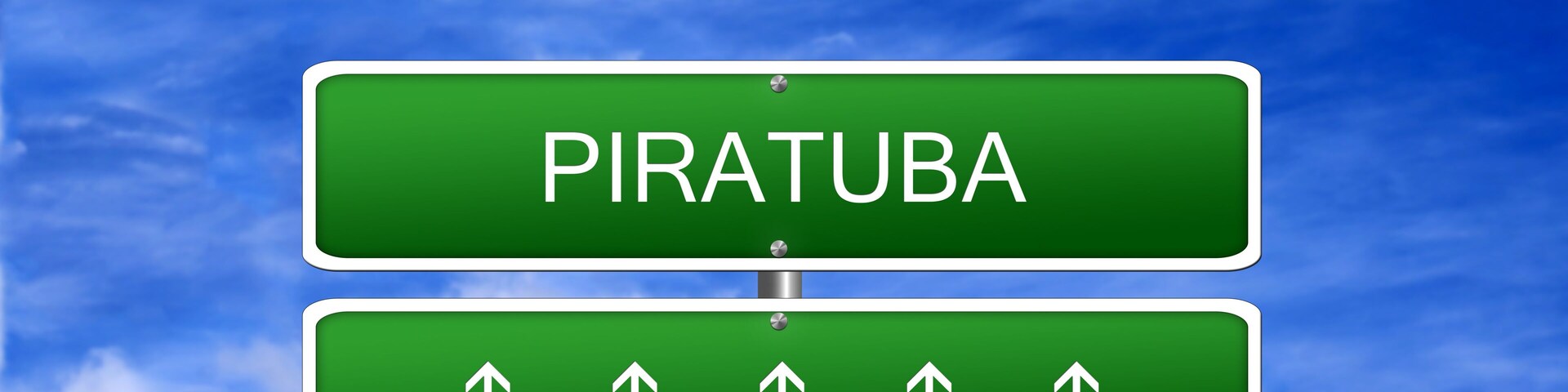 A road sign with 'PIRATUBA' and multiple directional arrows.