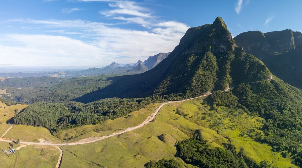 Aerial panorama of the mountains of the state of Santa Catarina in Brazil