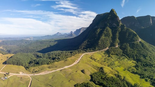Aerial panorama of the mountains of the state of Santa Catarina in Brazil
