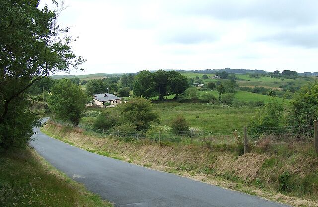 Lane and farmland west of Penuwch, Ceredigion