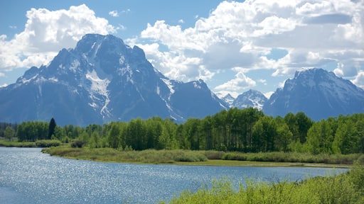 Oxbow Bend mettant en vedette riviĂšre ou ruisseau et montagnes