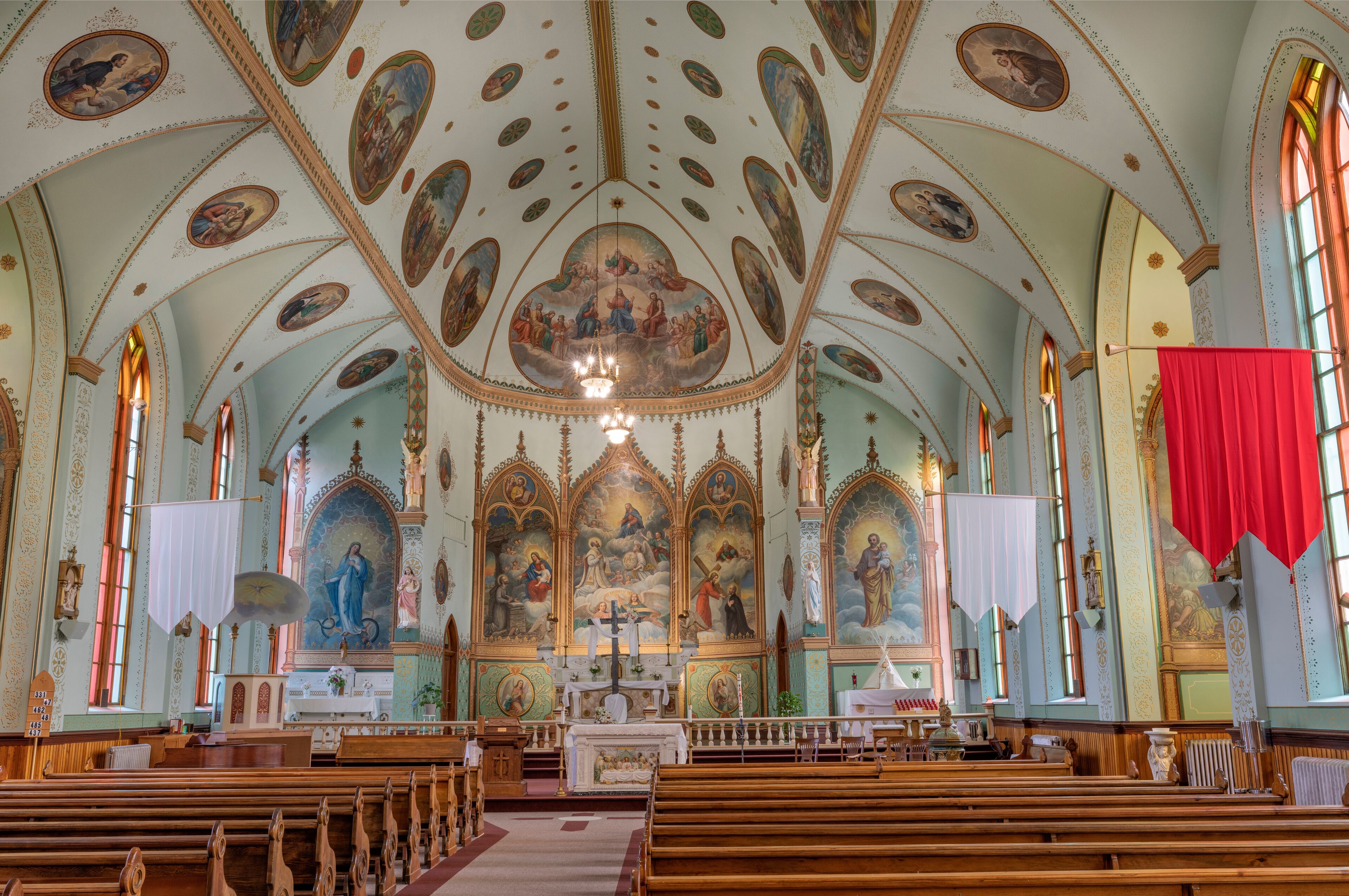 Historic St. Ignatius Church in St. Ignatius, Montana, USA.