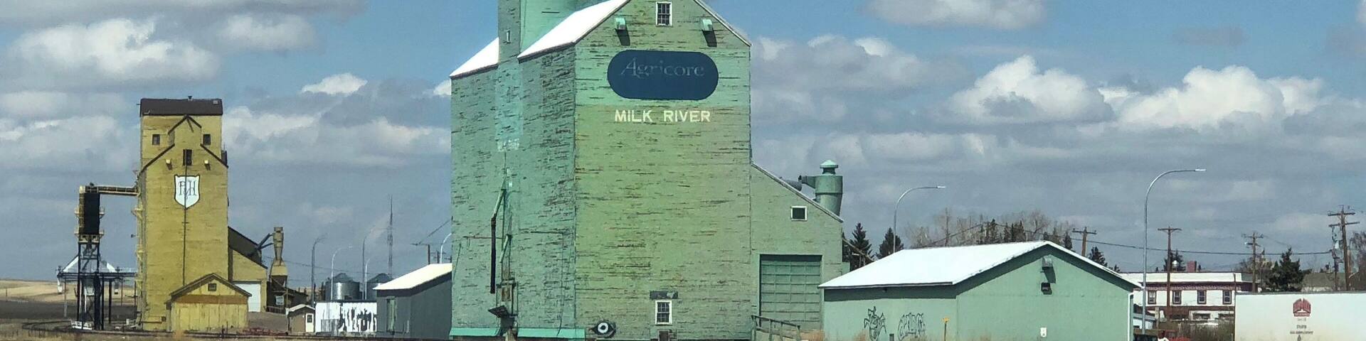 The height of wooden country grain elevators in Alberta was reached in 1934 with a total of 1,781. New ones continued to be added until the 1990s, but with increasing numbers being demolished, these icons of the prairie became scarcer. Today, the remaining wooden country grain elevators number only about six percent of the maximum reached in the 1930s. These days the grain elevators are made of steel.
Milk River is a town in Southern Alberta with a population of under 900. (April 2018)
#OnTheRoad #MyBackyard