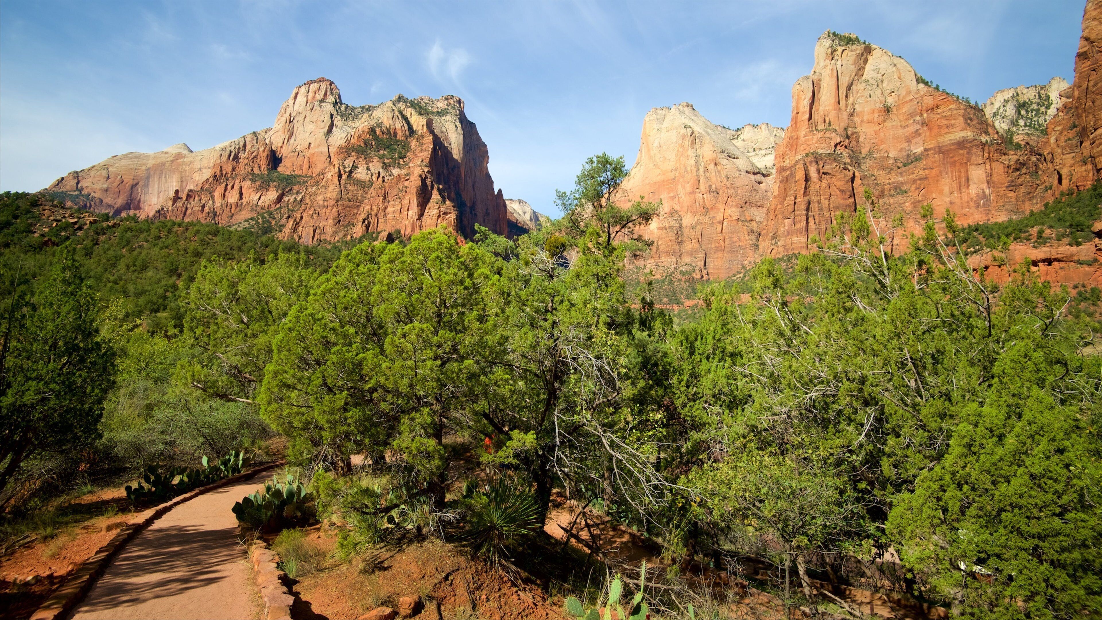 Court of the Patriarchs Viewpoint which includes hiking or walking, tranquil scenes and landscape views
