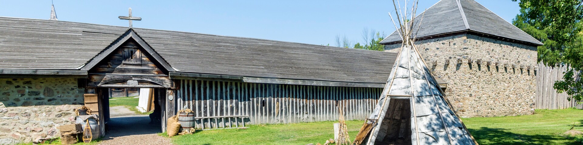 Wendat wigwam in Sainte Marie Among the Hurons, Midland, Ontario, Canada