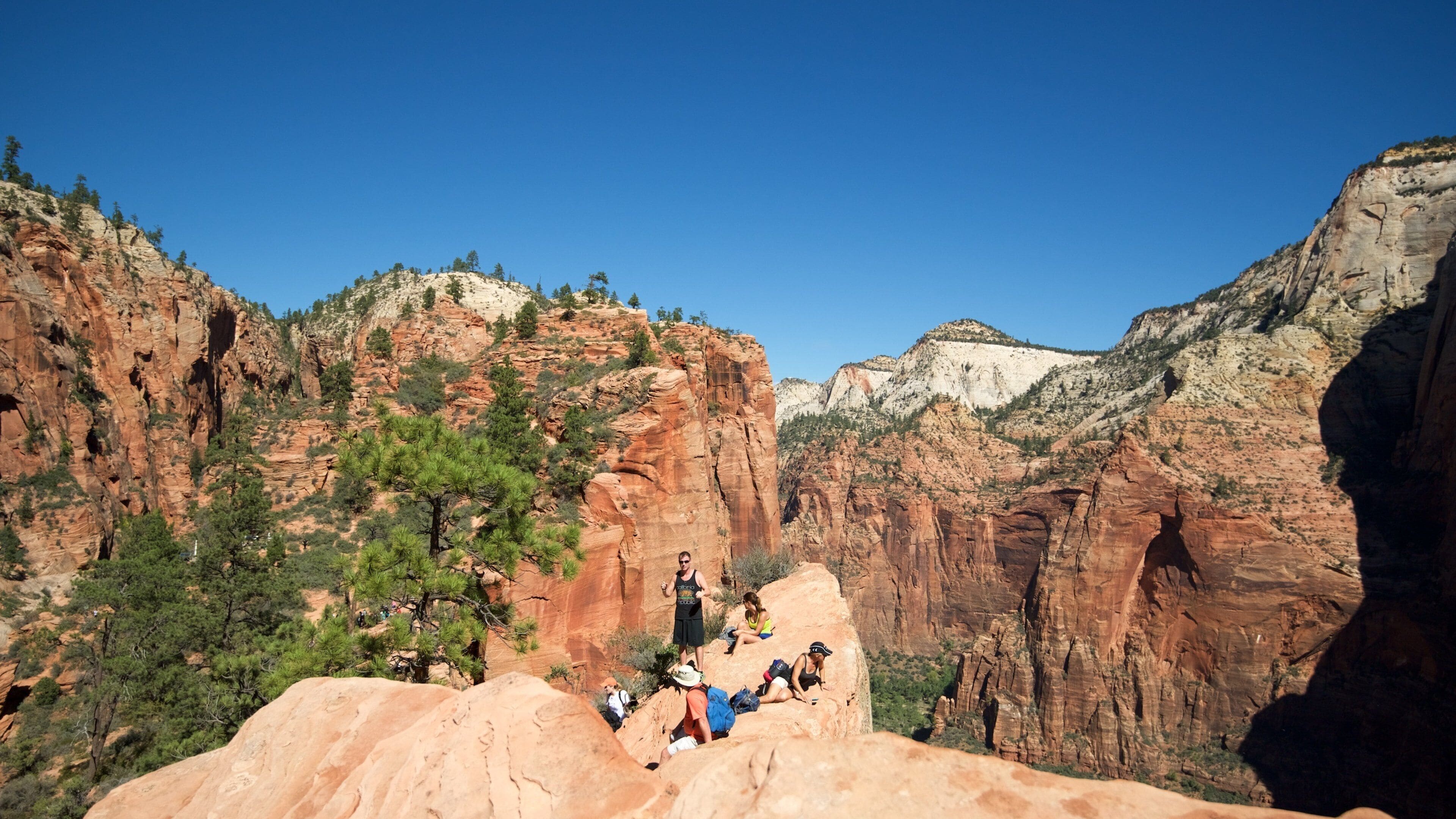 Zion National Park which includes hiking or walking, landscape views and a gorge or canyon