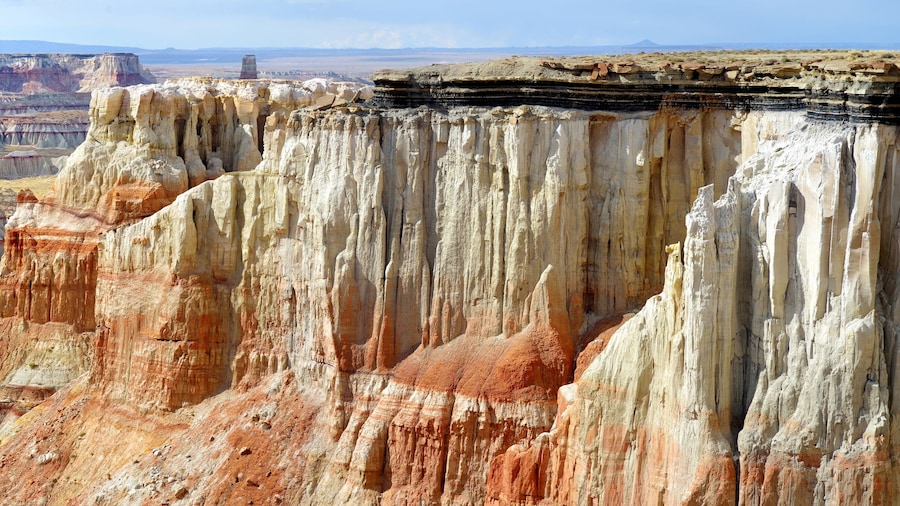 Stunning view of white striped sandstone hoodoos in Coal Mine Canyon near Tuba city, Arizona, USA.