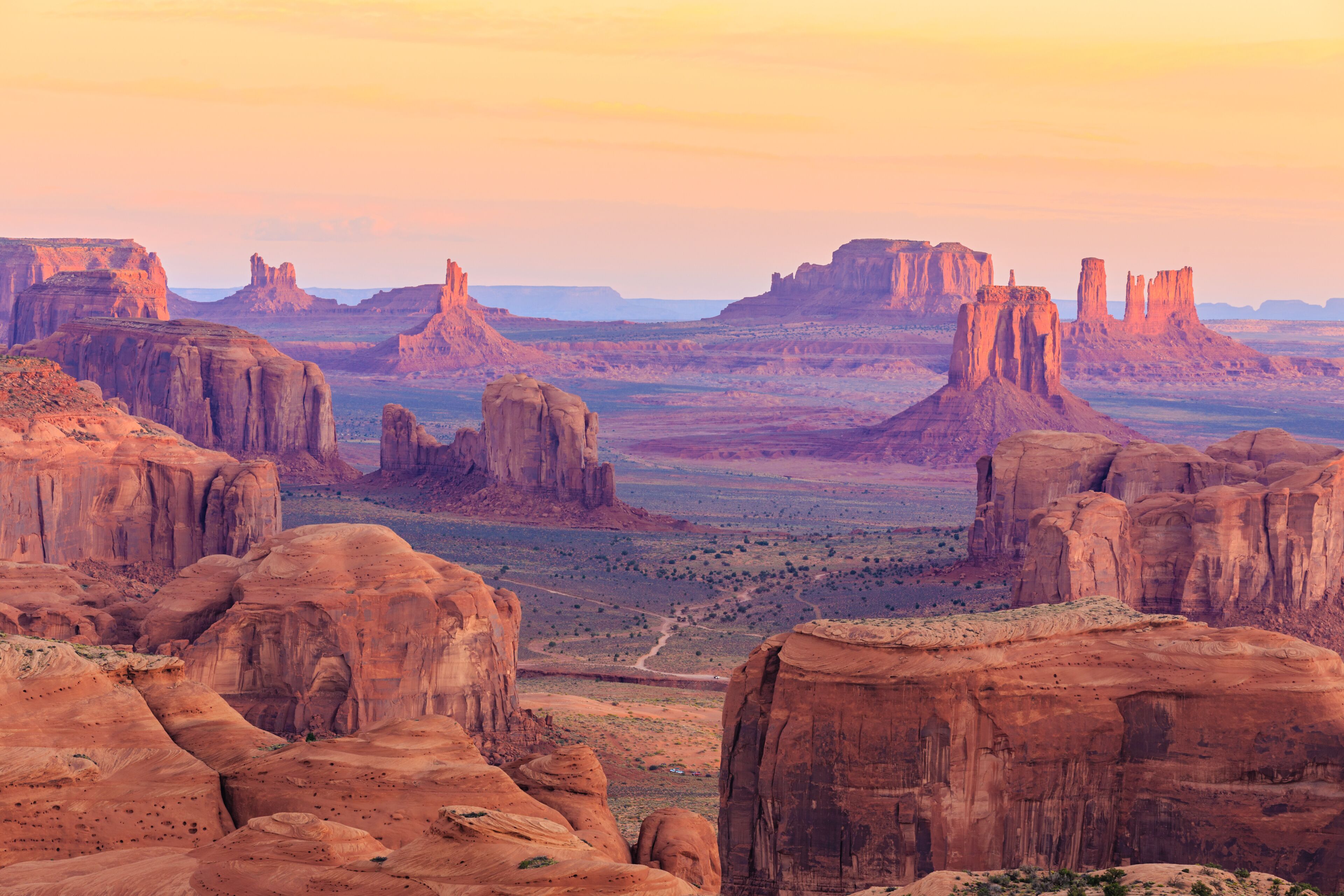 Sunrise in Hunts Mesa in Monument Valley, Arizona, USA