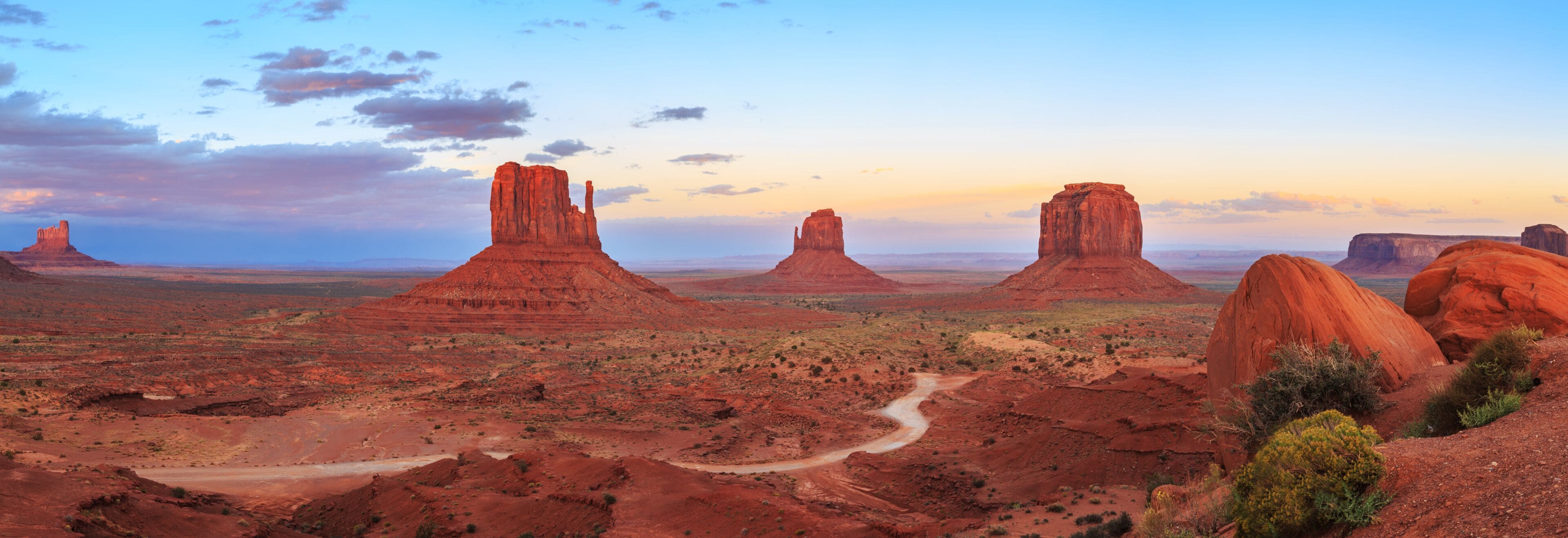 Sunset at Monument Valley Navajo Tribal Park in Arizona, Utah, USA