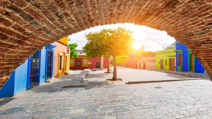 Oaxaca, Scenic old city streets and colorful colonial buildings in historic city center