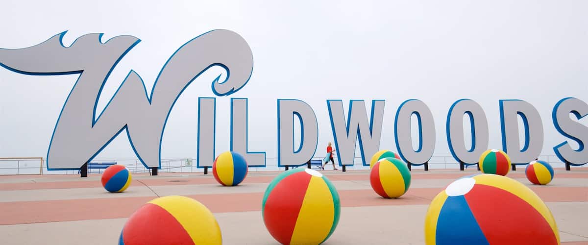 Wildwood Boardwalk which includes signage and outdoor art
