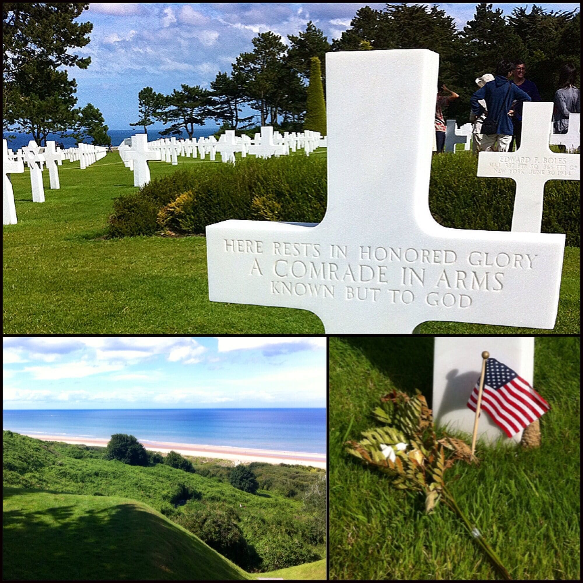 D-Day, Omaha Beach, Normandy. 150,000 U.S., British, Canadian and other Allied forces came ashore on June 6, 1944. Honouring Our Fallen Comrades, this historic battle field is today a place of peace and beauty. 