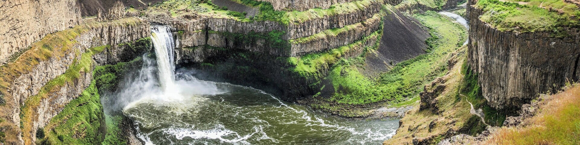 From the WTA website: The iconic Palouse Falls that has been deemed the official waterfall of Washington State is not to be missed. At the end of the last ice age, repeated glacial floods, known as the Missoula Floods, swept across eastern Washington carving out the unique scablands landscape we see today. Among the coulees, potholes, buttes, and plateaus, Palouse Falls remains as one of the magnificent and lasting remnants of these glacial floods. It is the only major waterfall left along this thousands of years old glacial flood path, and as of February 12, 2014, is Washington's official state waterfall. Standing at a height of 198 feet and surrounded by striking basalt cliffs, the powerful waterfall lies on the Palouse River upstream of the confluence with the Snake River.  #lifeatexpedia #panorama #GreatOutdoors #Nature